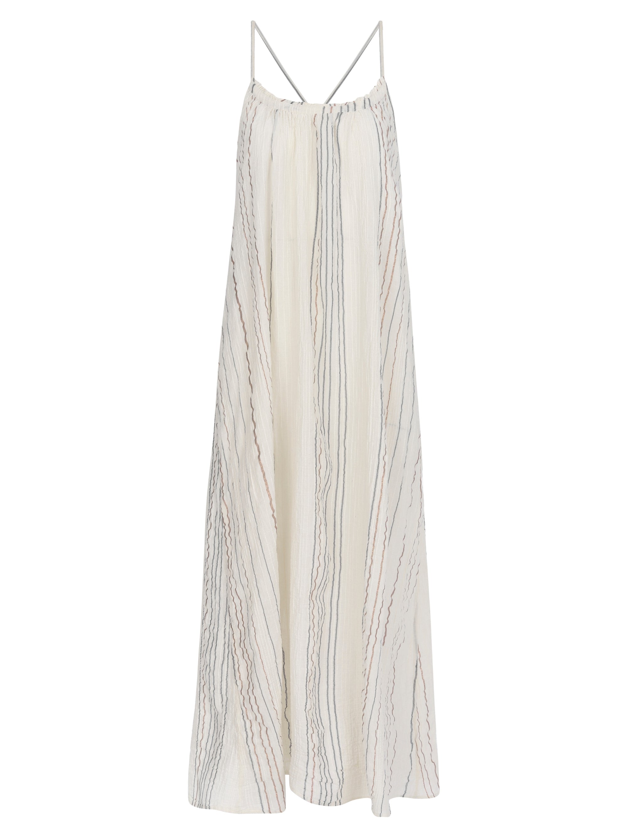 Canggu Maxi Dress Natural With Stripes - The Handloom
