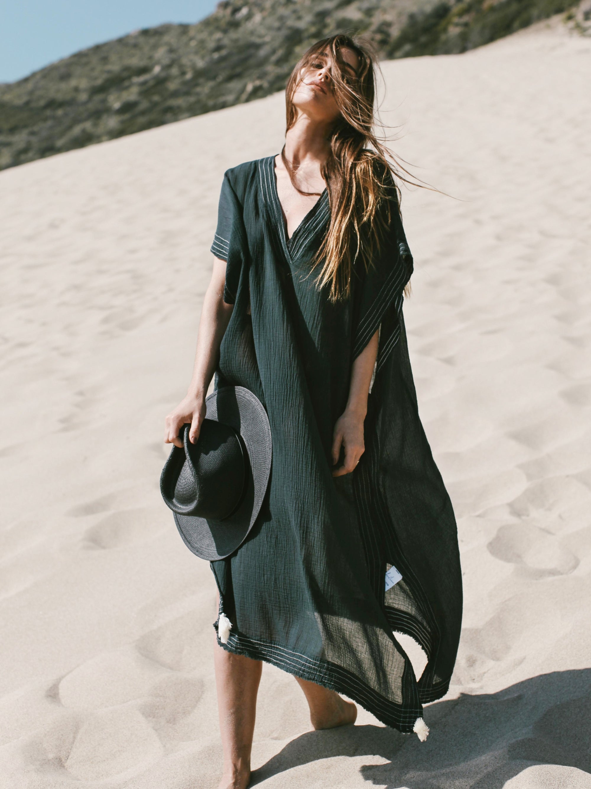 Ela Maxi Kaftan Black - The Handloom