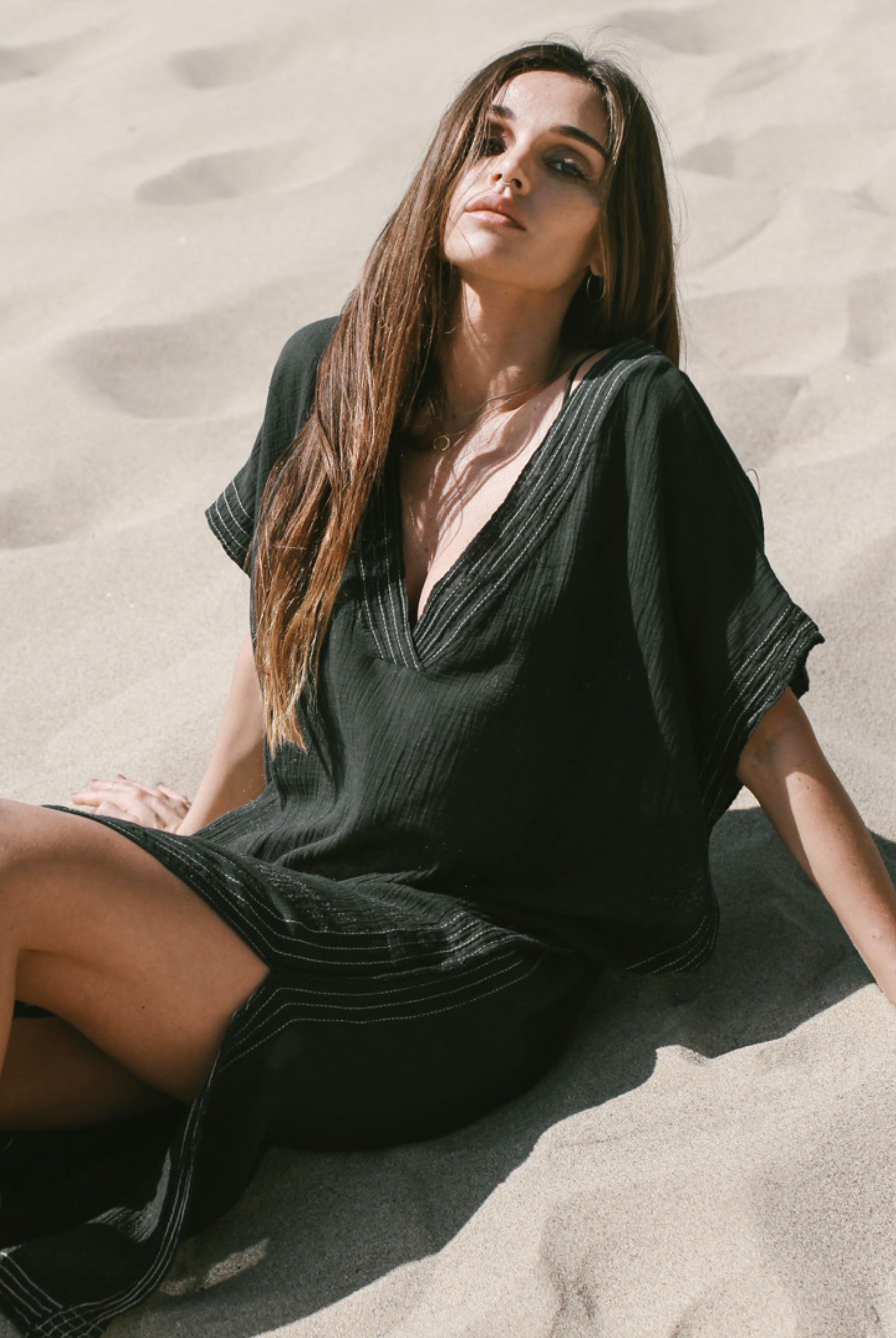 Ela Maxi Kaftan Black - The Handloom