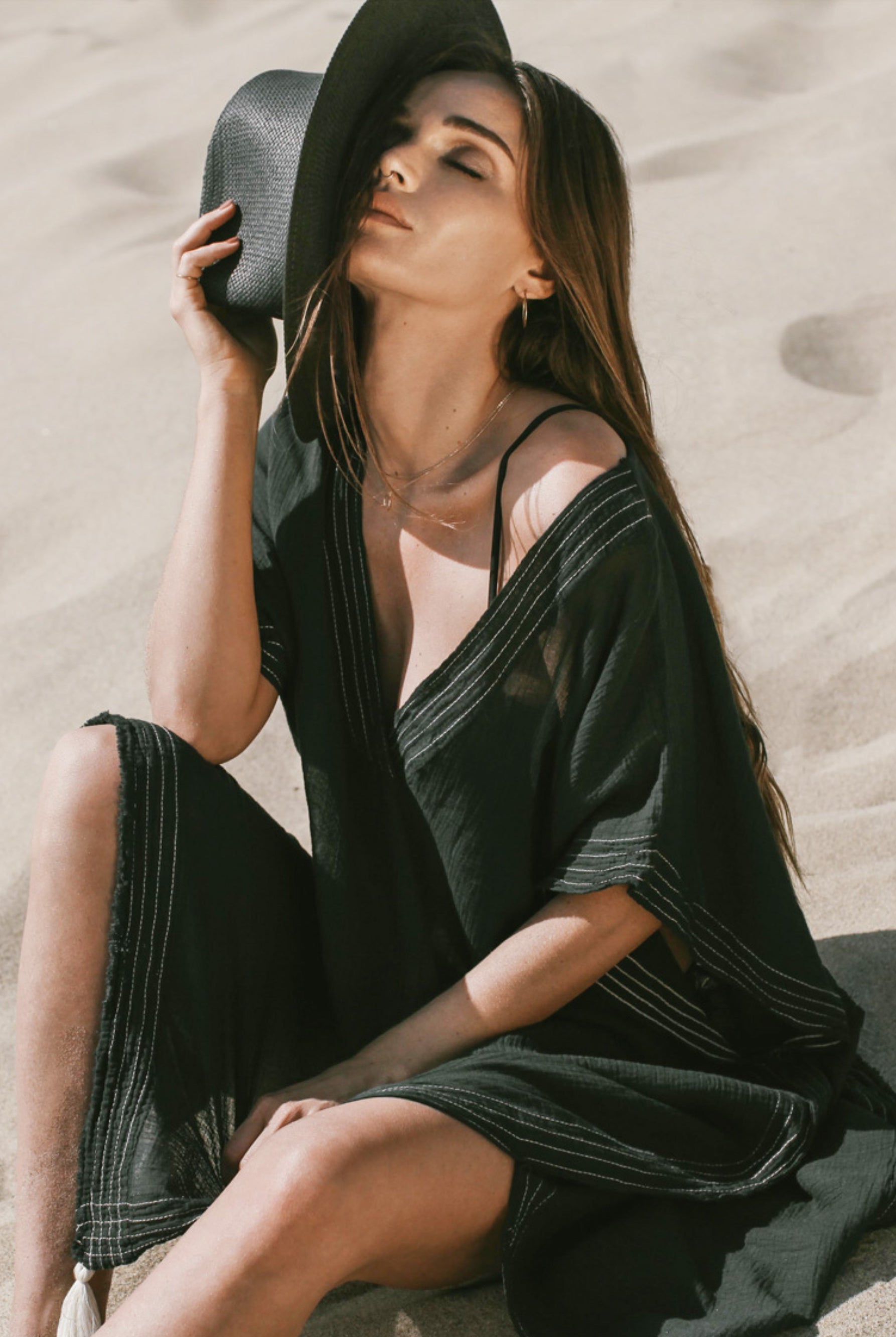 Ela Maxi Kaftan Black - The Handloom