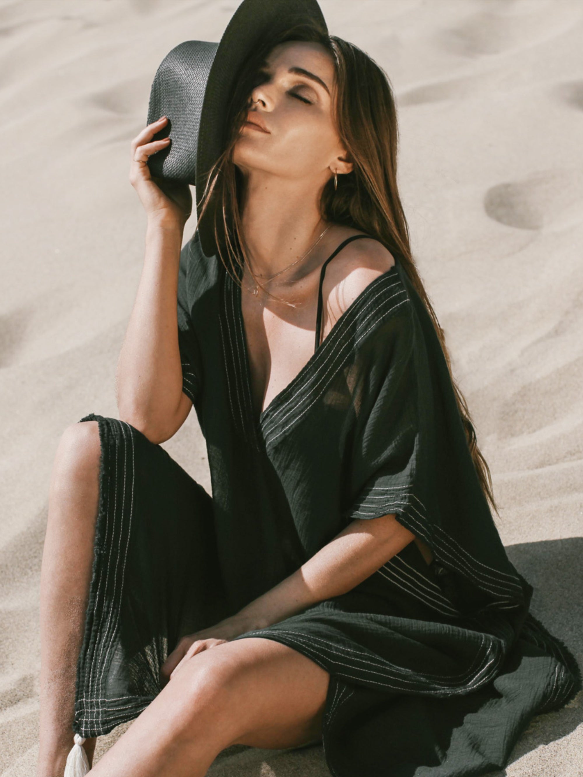 Ela Maxi Kaftan Black - The Handloom