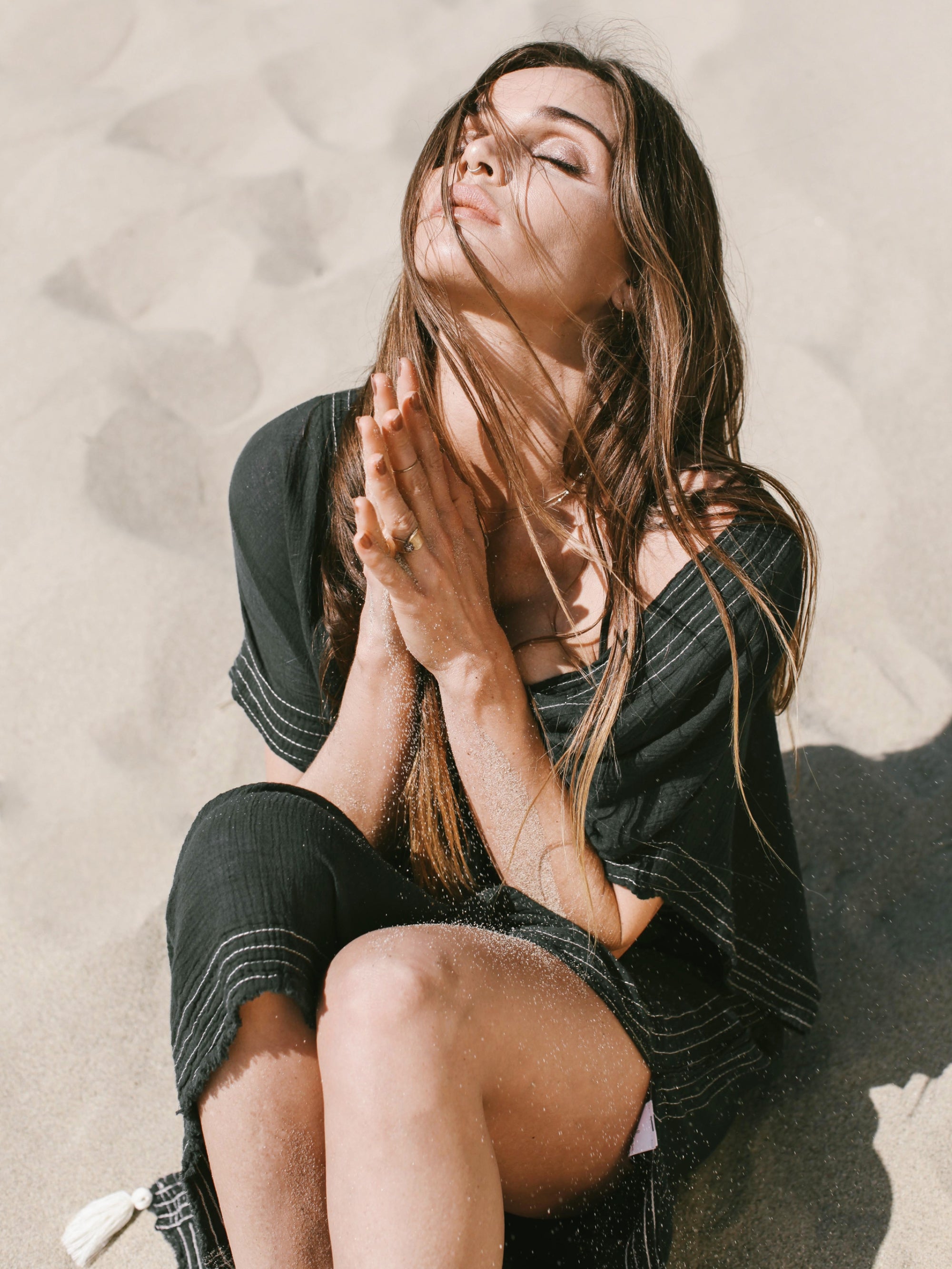 Ela Maxi Kaftan Black - The Handloom