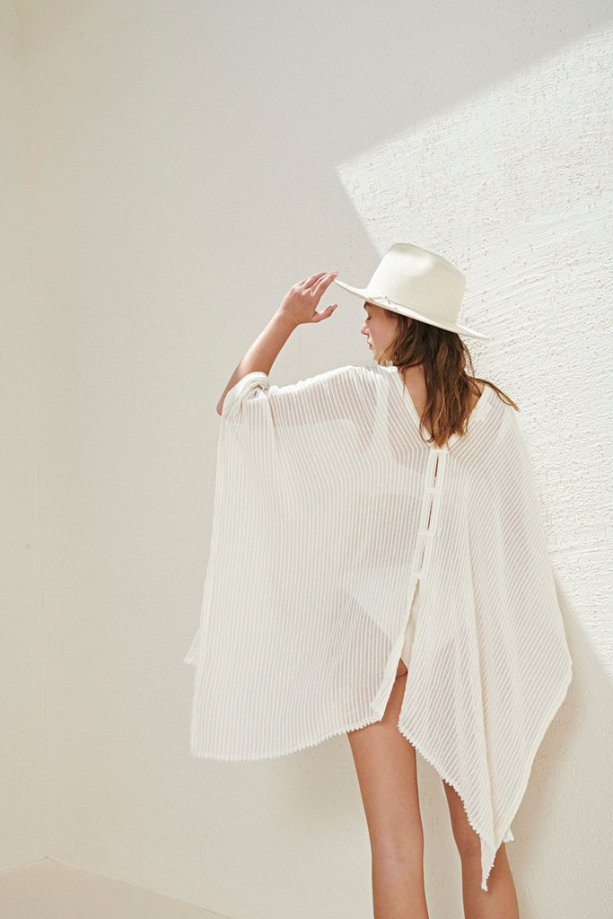 Ava Kimono White Stripes - The Handloom