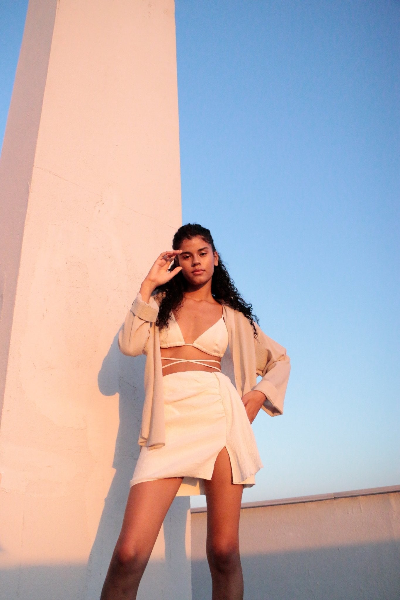 Bella Mini Skirt Natural - The Handloom