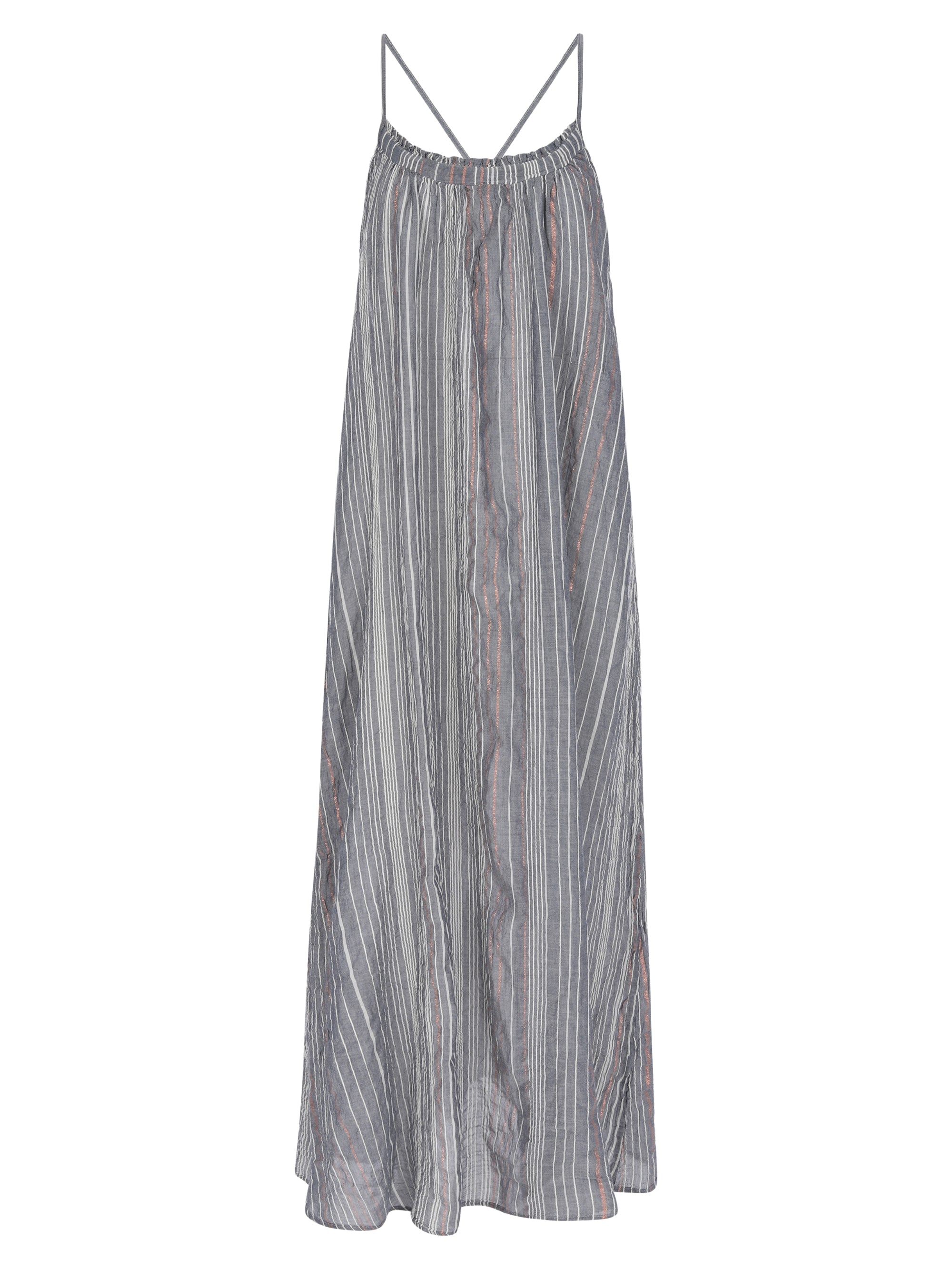 Canggu Maxi Dress Navy With Stripes - The Handloom