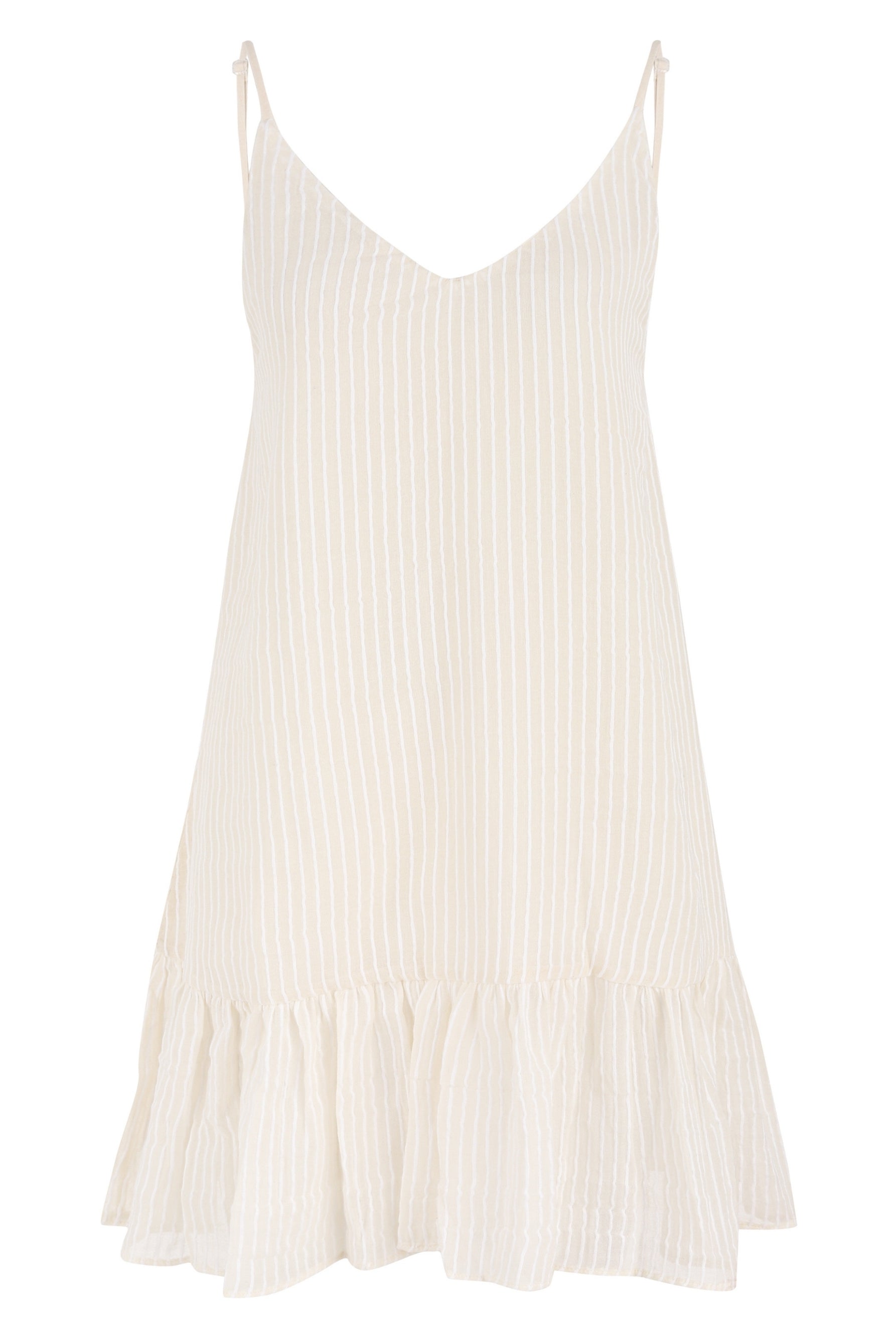 Liv Mini Ruffle Dress White Stripes - The Handloom