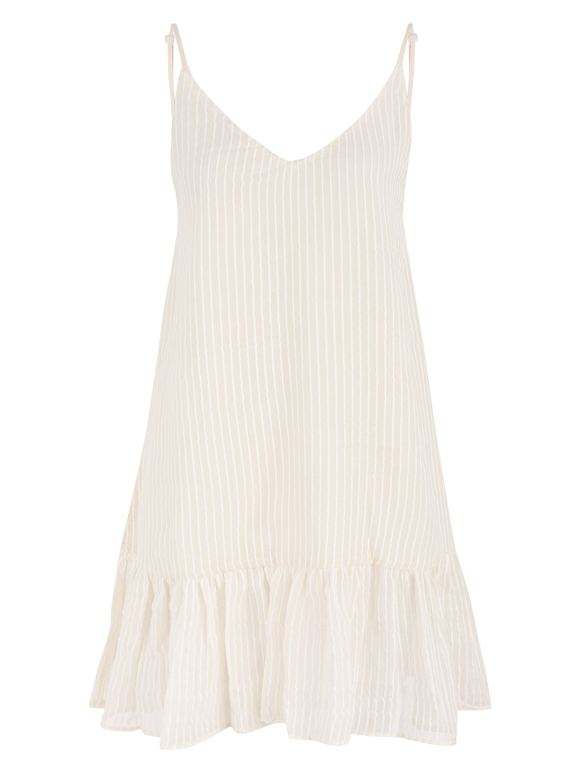 Liv Mini Ruffle Dress White Stripes - The Handloom