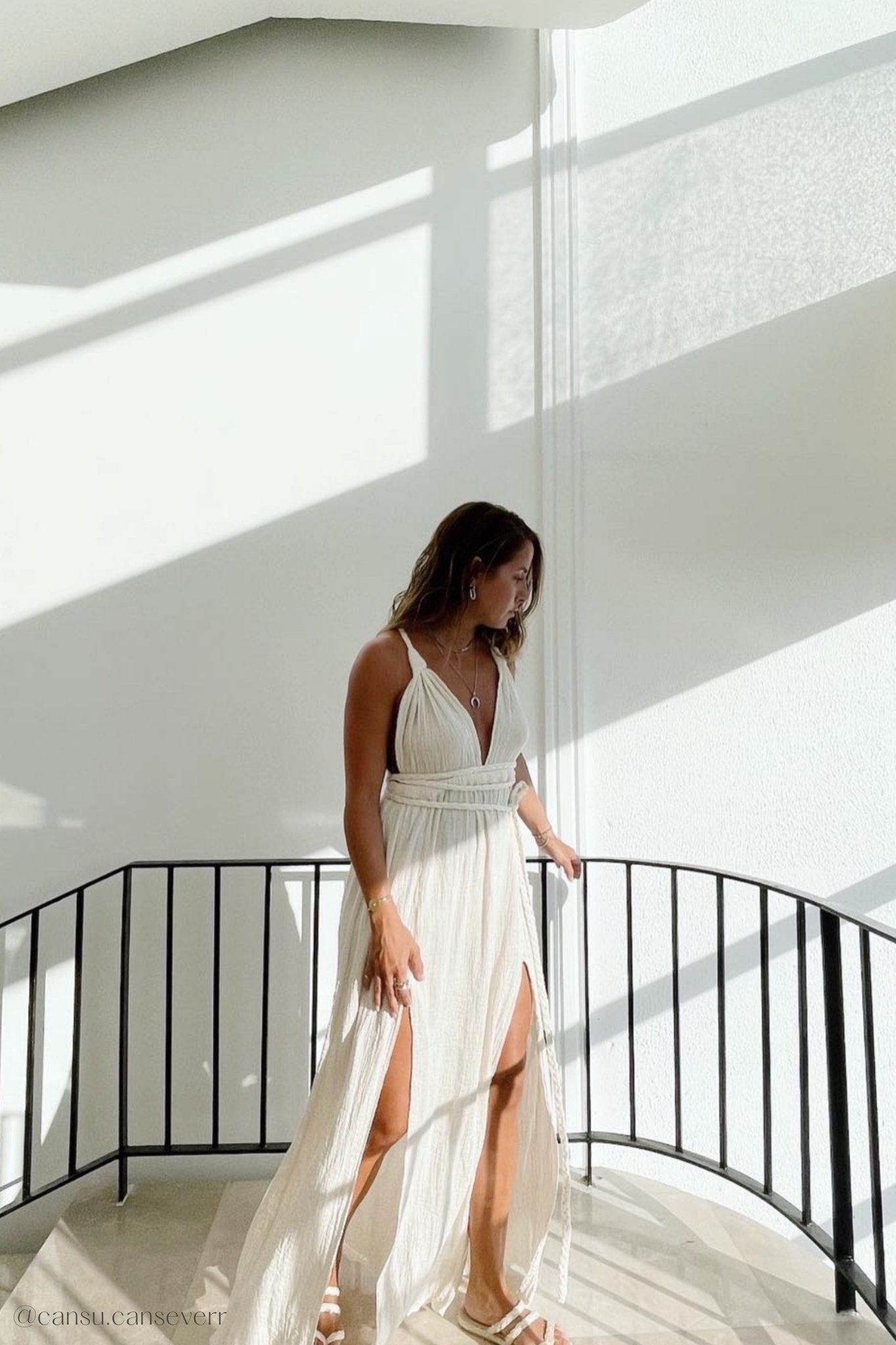 Muse Braided Straps Dress Natural - The Handloom