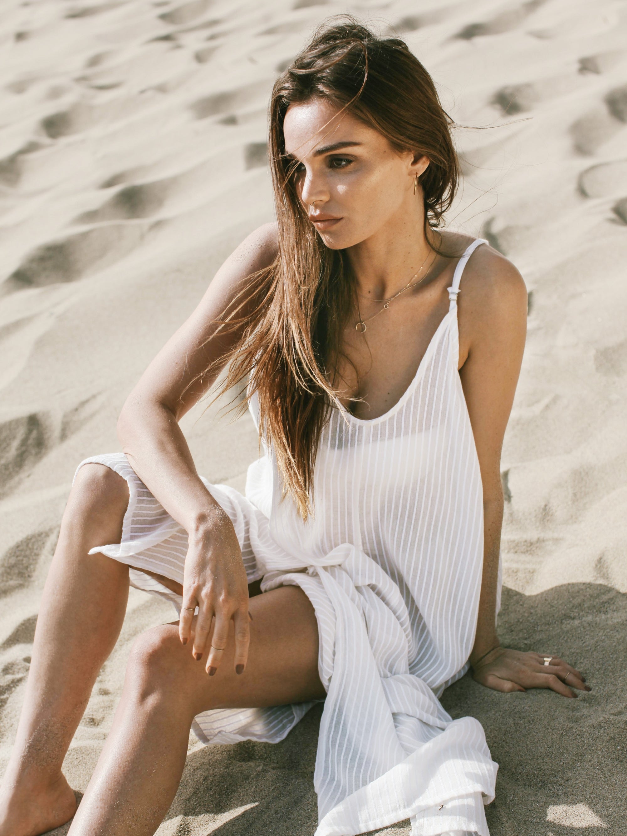 Yaz Maxi Dress White Stripes - The Handloom