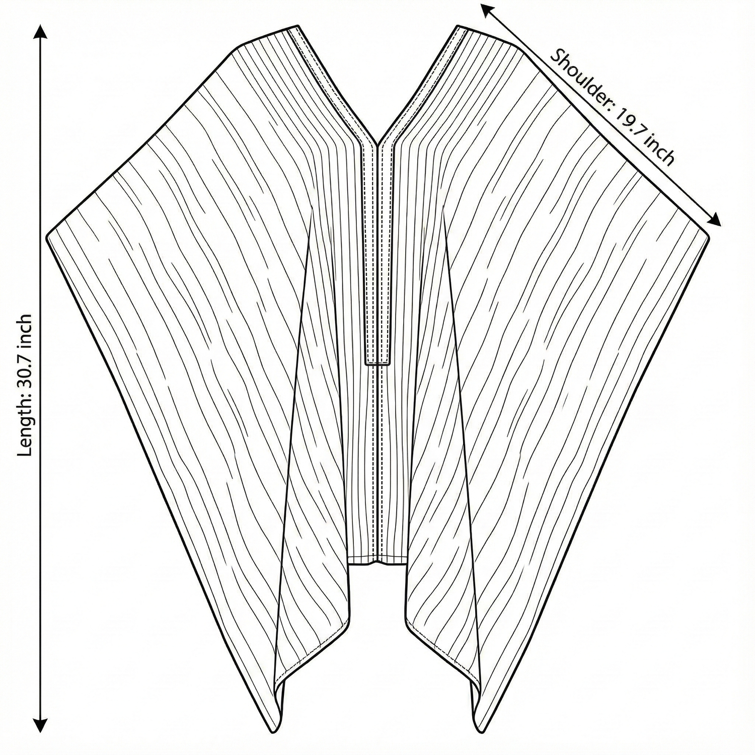 Size chart for Ava Kimono - Burgundy Stripes