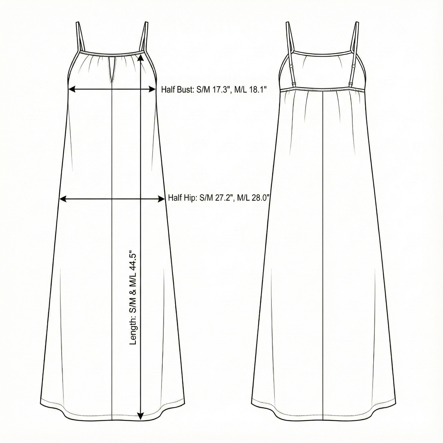 Size chart for Bliss Flow Maxi Dress - Navy