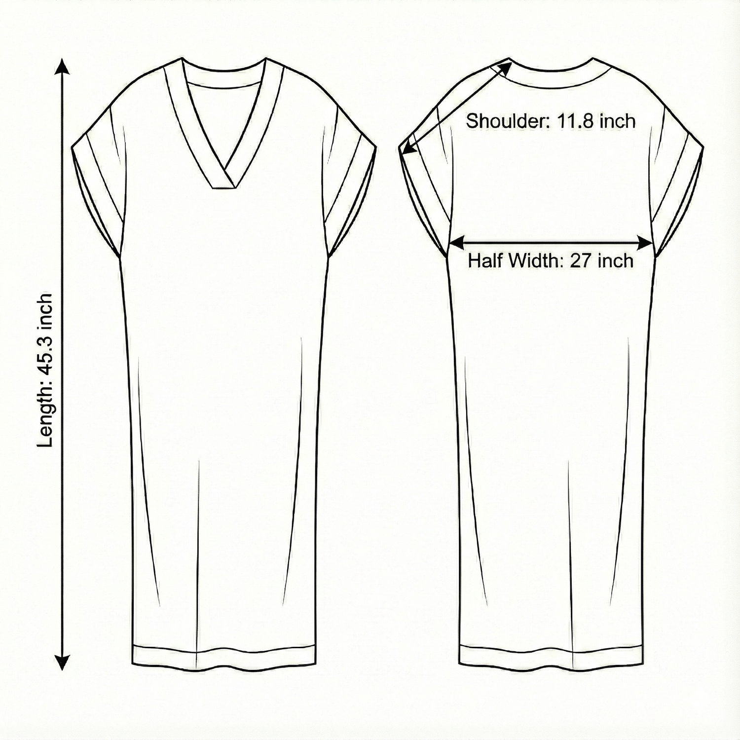Size chart for Ela Kaftan - Natural