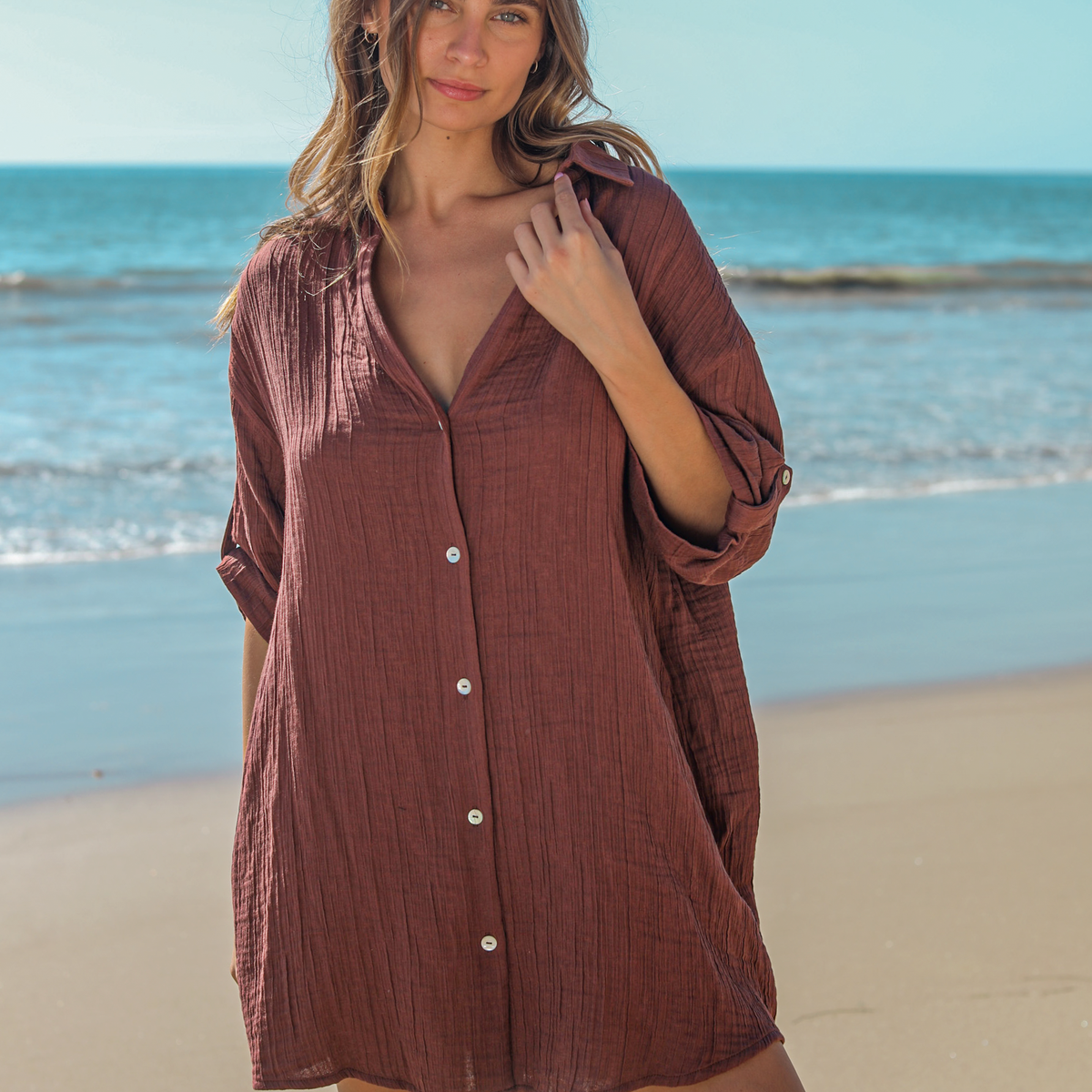 CHIEKO+ dress T-shirt サイズ36 Terracotta Oversized Shirt Dress – Cotton | The Handloom