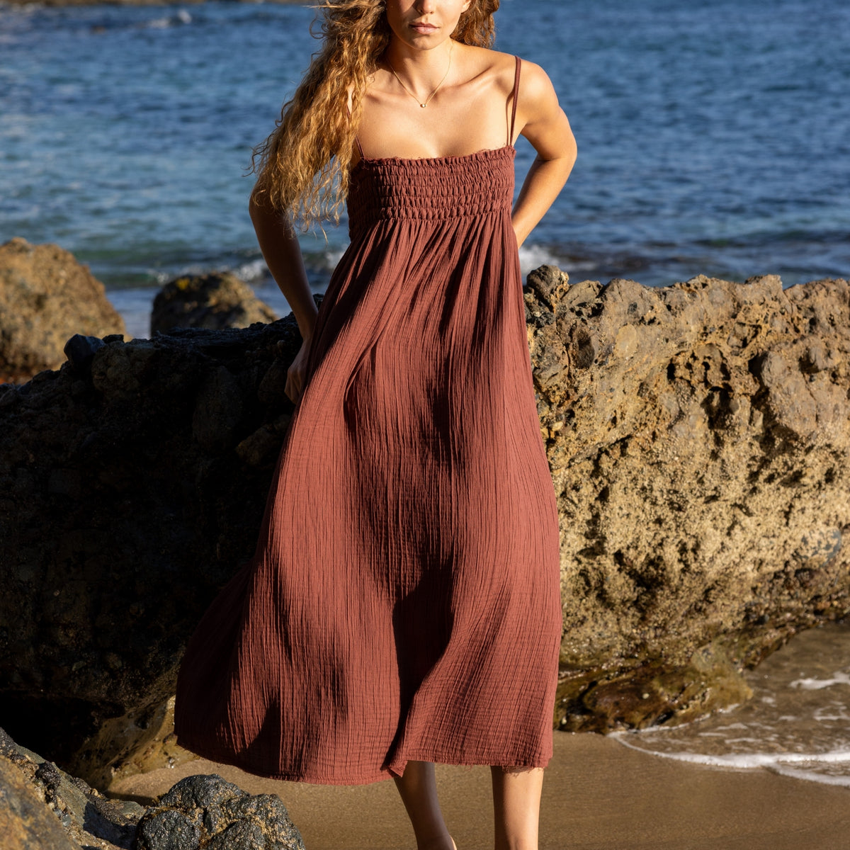 brown smocked maxi dress Trendy Mocha Smocked Maxi Dress | Cute Women's Dresses