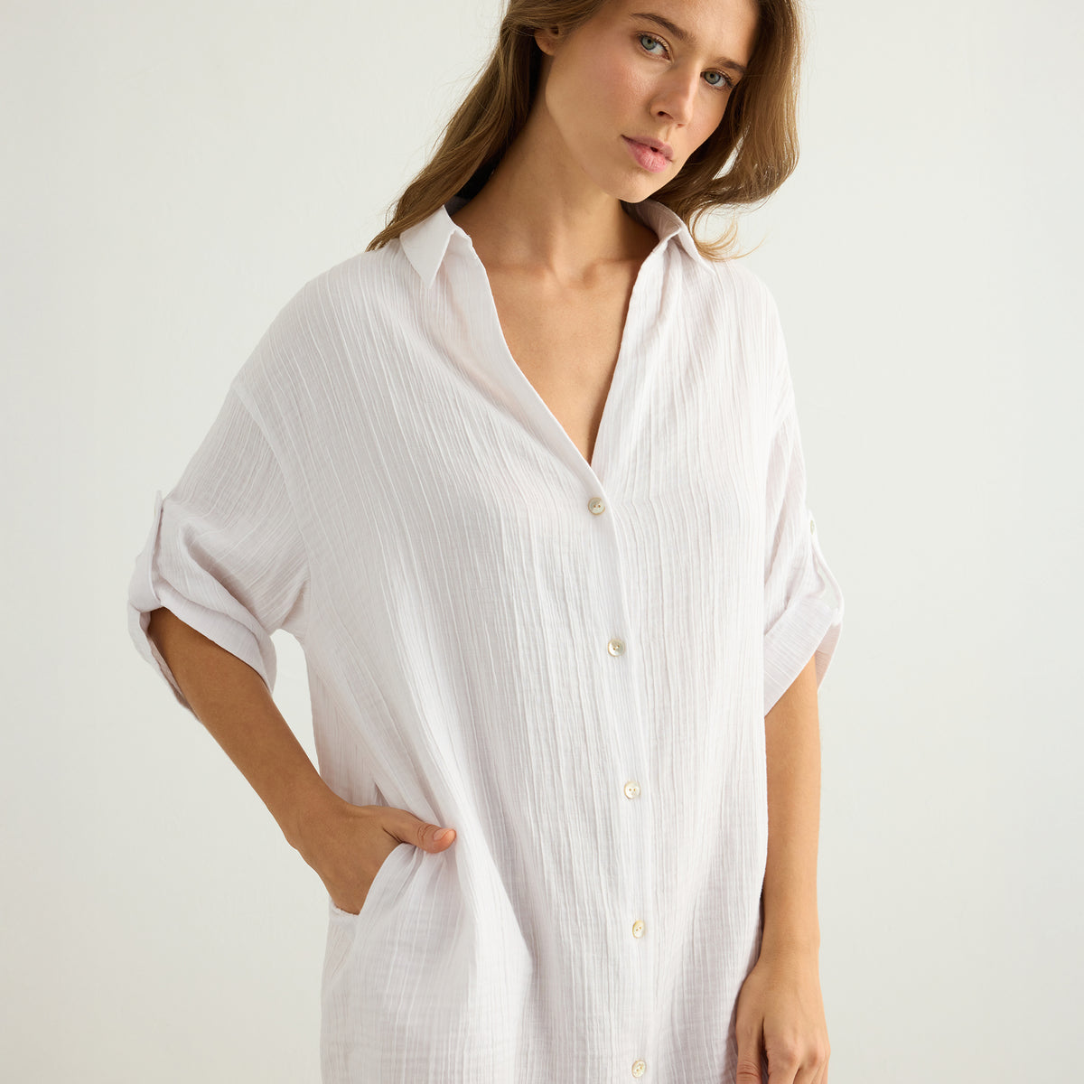 White Oversized Shirt Dress  Turkish Cotton | The Handloom