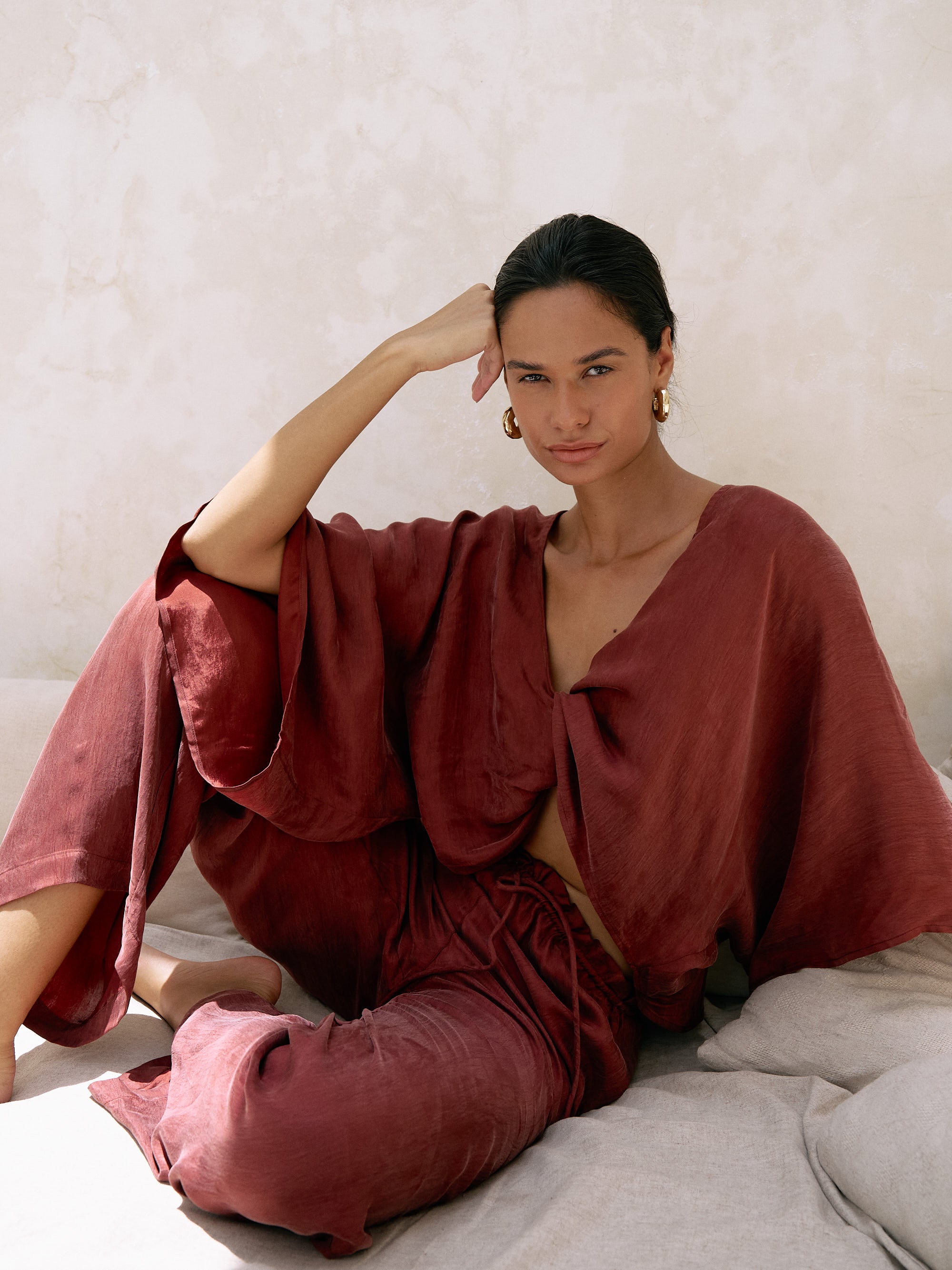 Lucid Knot Top - Burgundy | The Handloom