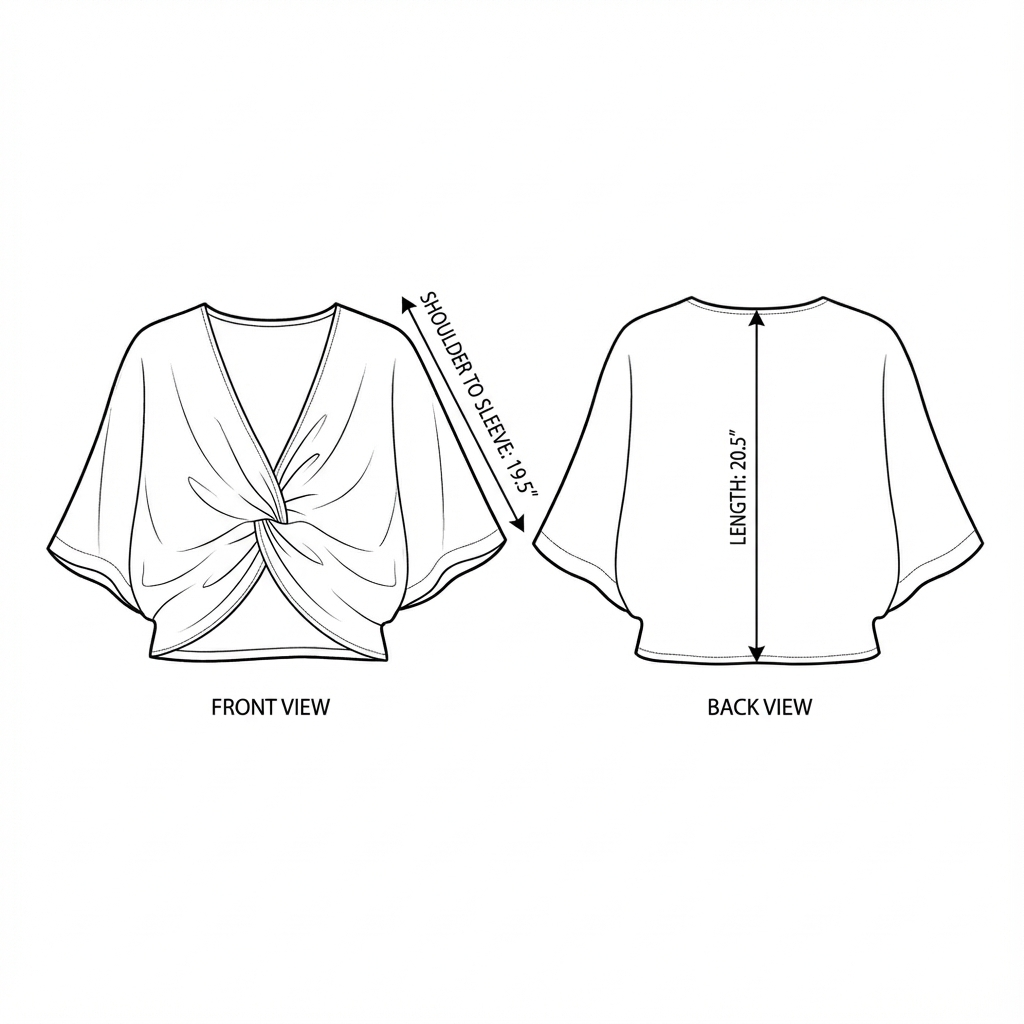 Size chart for Lucid Knot Top - Burgundy