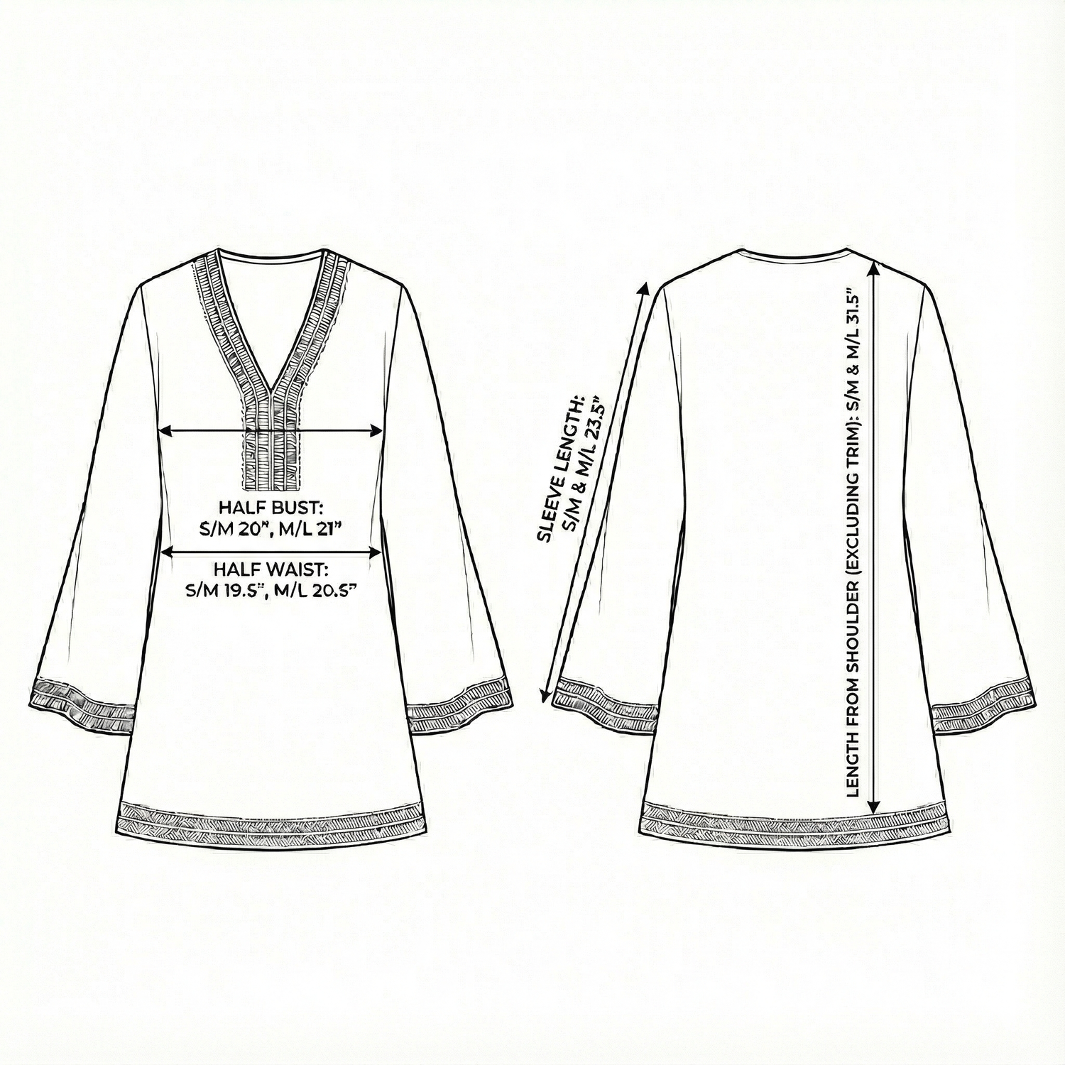 Size chart for Positano Dress - Natural