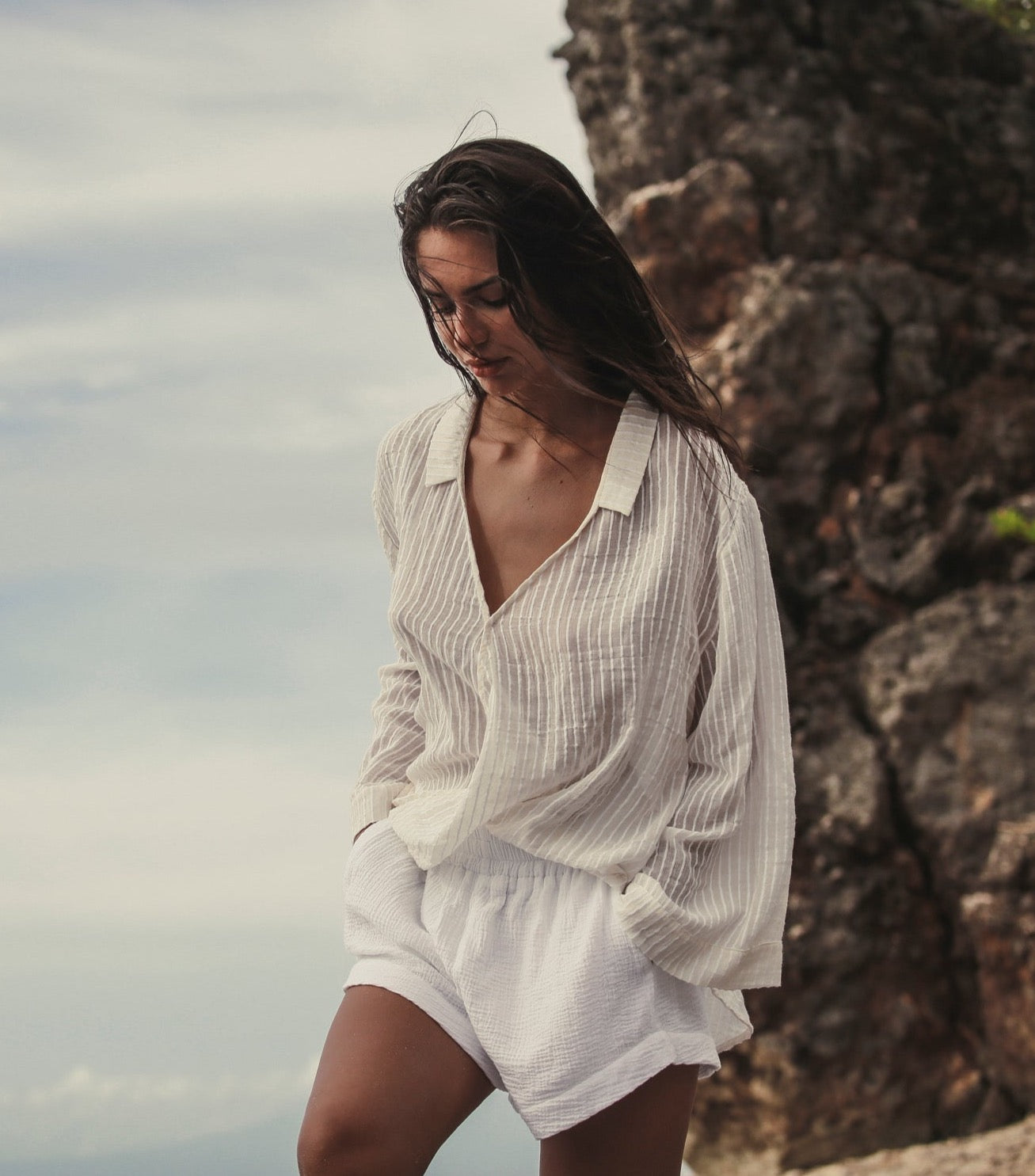 Sade Top - White Stripes | The Handloom
