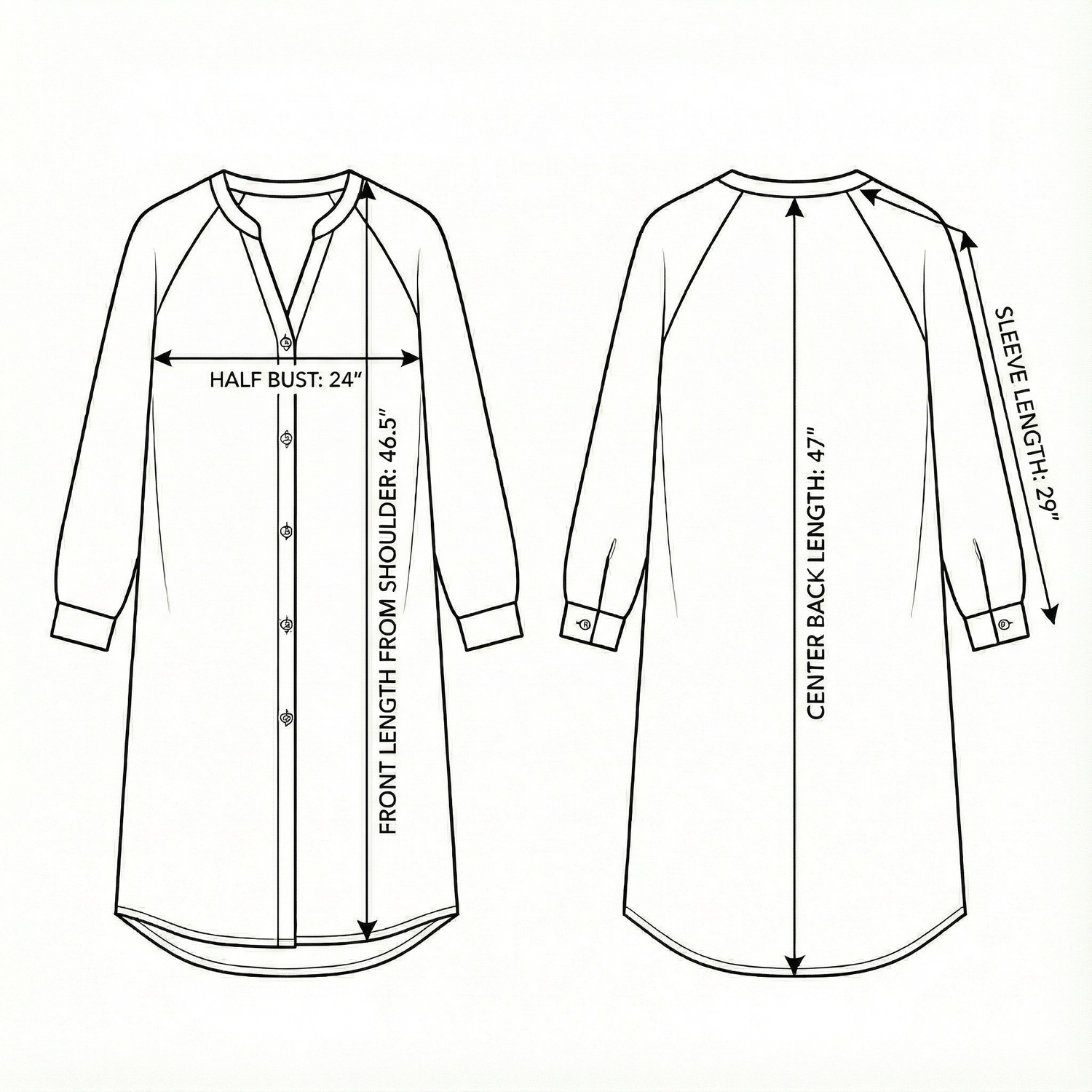 Size chart for Terra Shirt Dress - Khaki Green