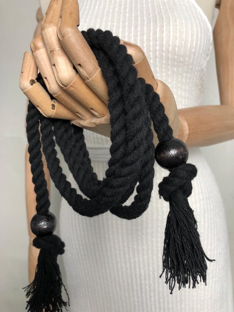 Braided Rope Belt Black