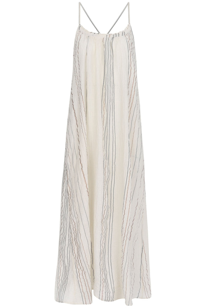 Canggu Maxi Dress Natural With Stripes - The Handloom