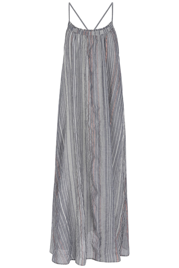 Canggu Maxi Dress Navy With Stripes - The Handloom