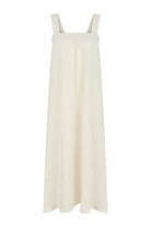 Noa Straps Maxi Dress Natural With Gold Stripes - The Handloom