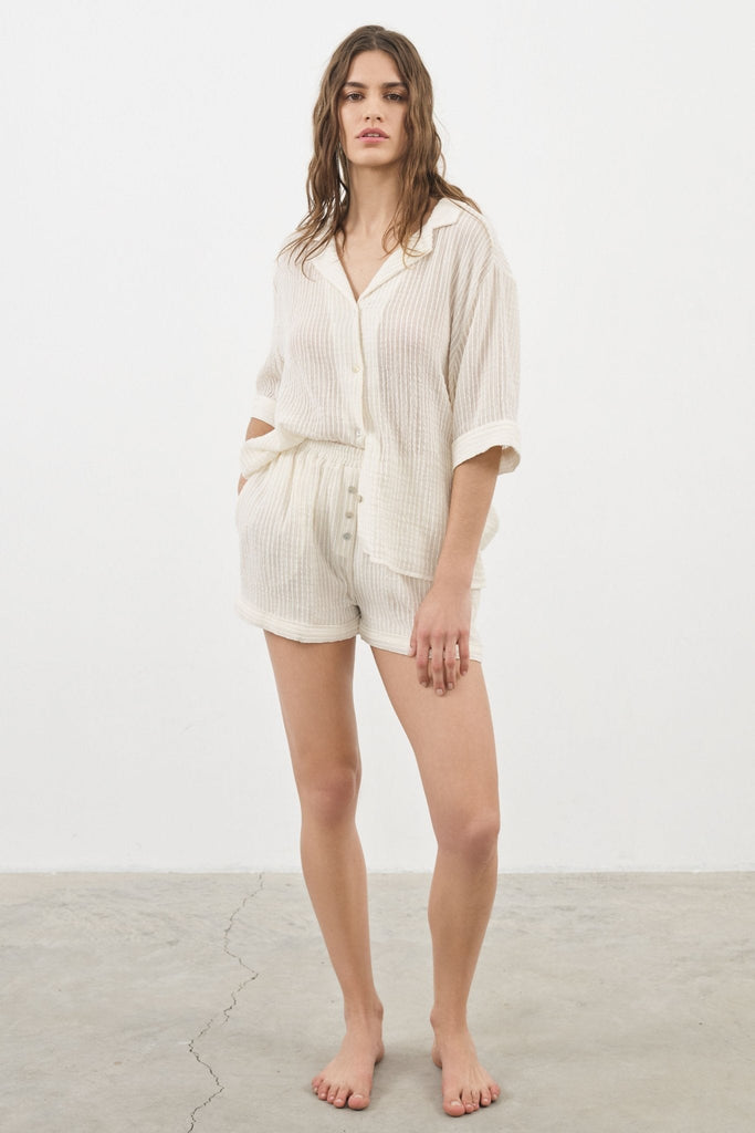 Ocean Short White Stripes - The Handloom
