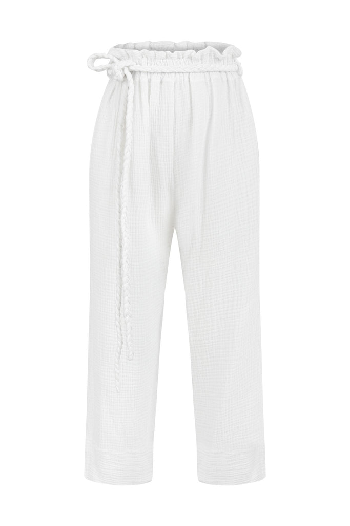 Paloma Paper Bag Pants White - The Handloom