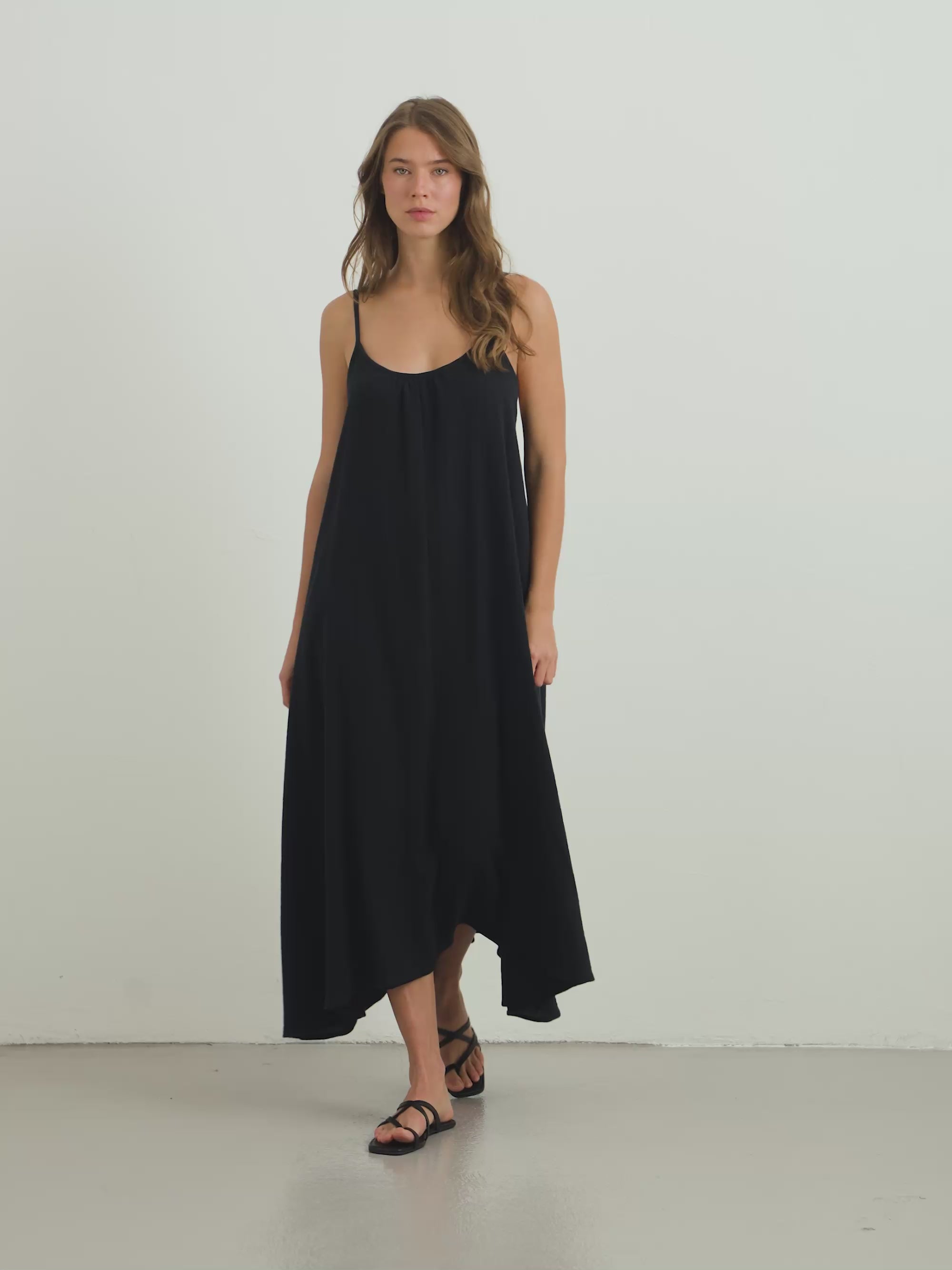Black Low Back Maxi Dress – Turkish Cotton | The Handloom