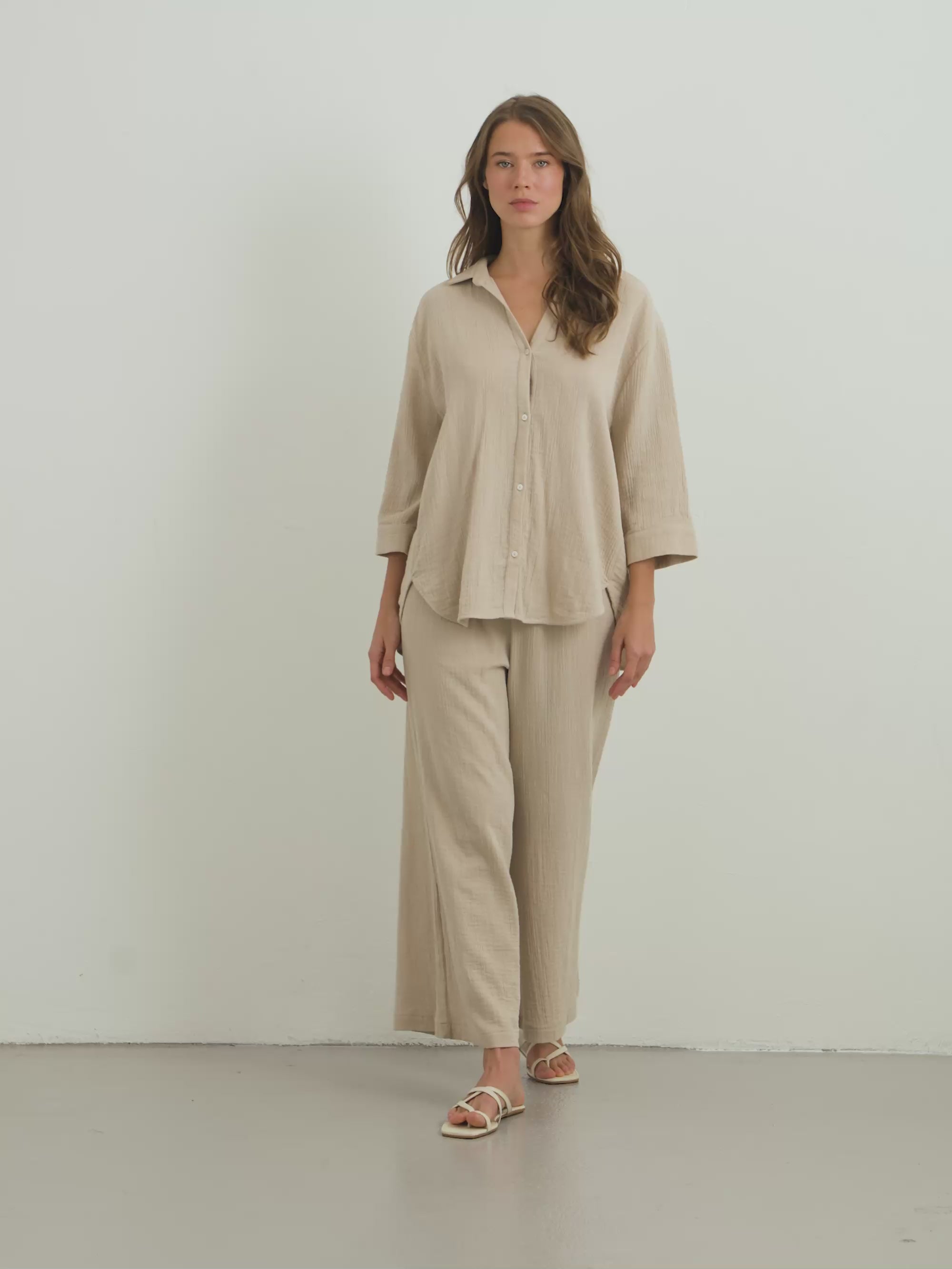 Oatmeal Palazzo Pants – Turkish Cotton | The Handloom
