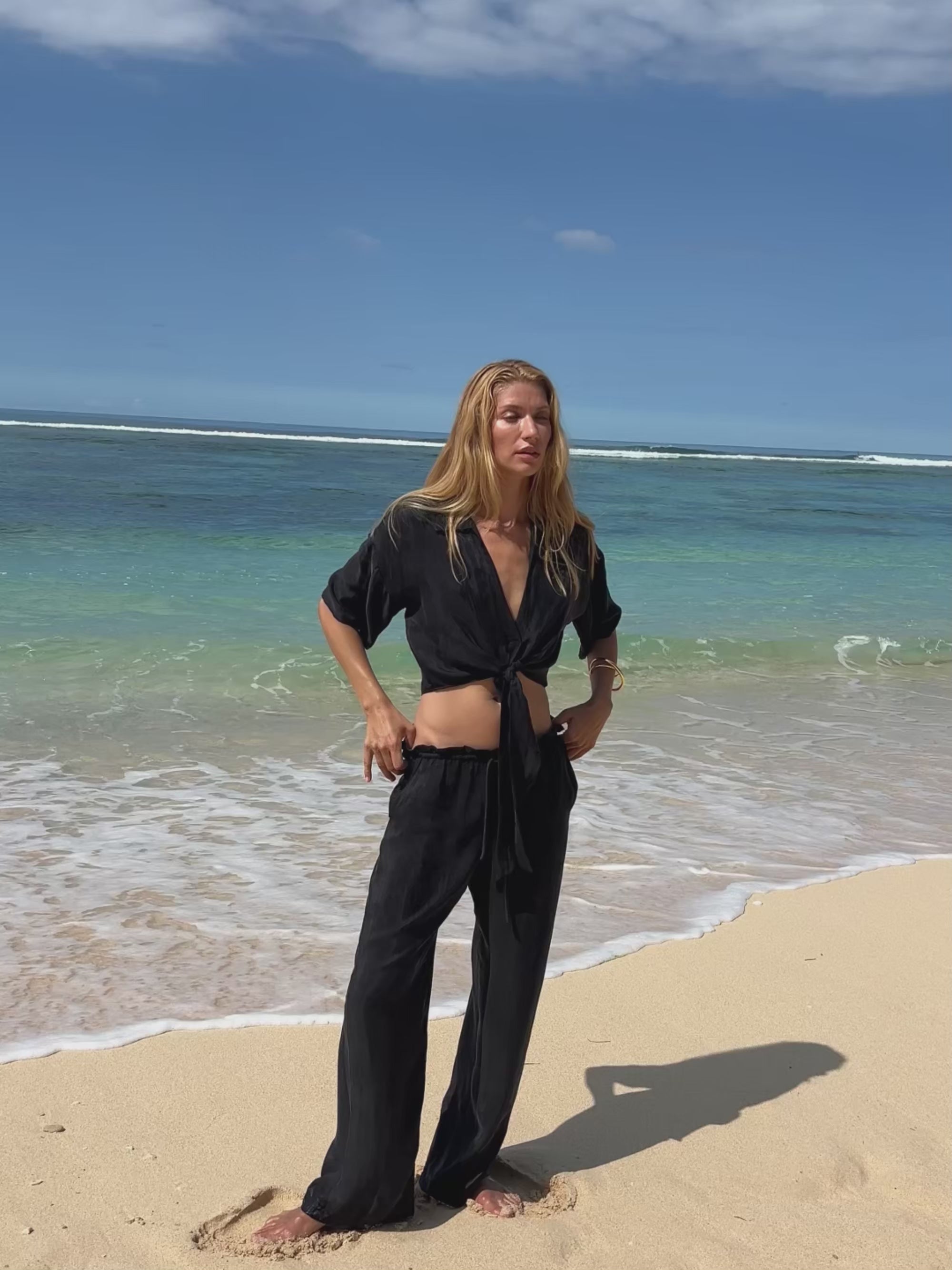 Black Tie-Front Shirt – Sustainable Tencel | The Handloom