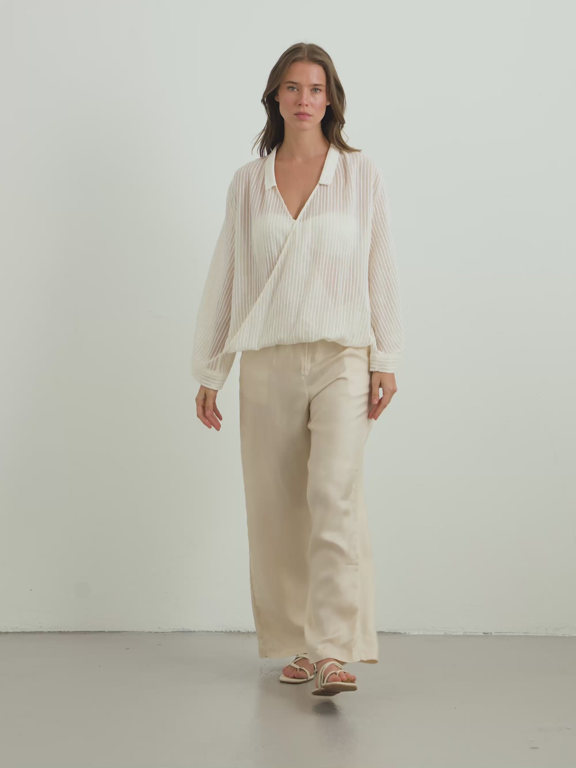 White Striped Surplice Top – Turkish Cotton | The Handloom