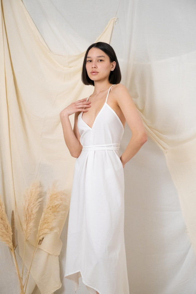 Sage Maxi Dress White - The Handloom