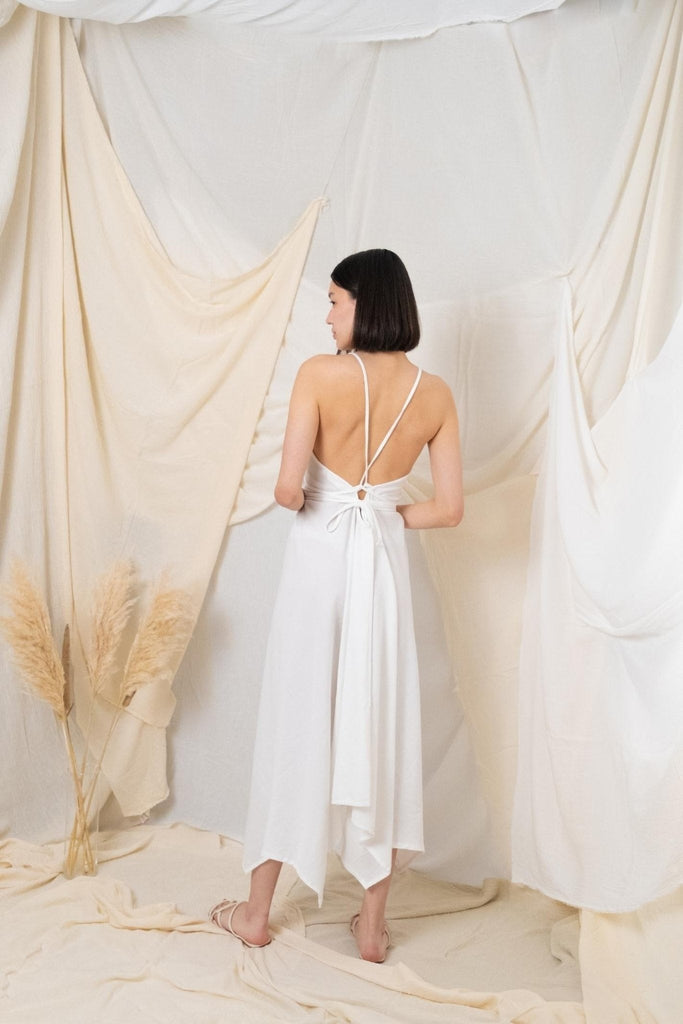 Sage Maxi Dress White - The Handloom