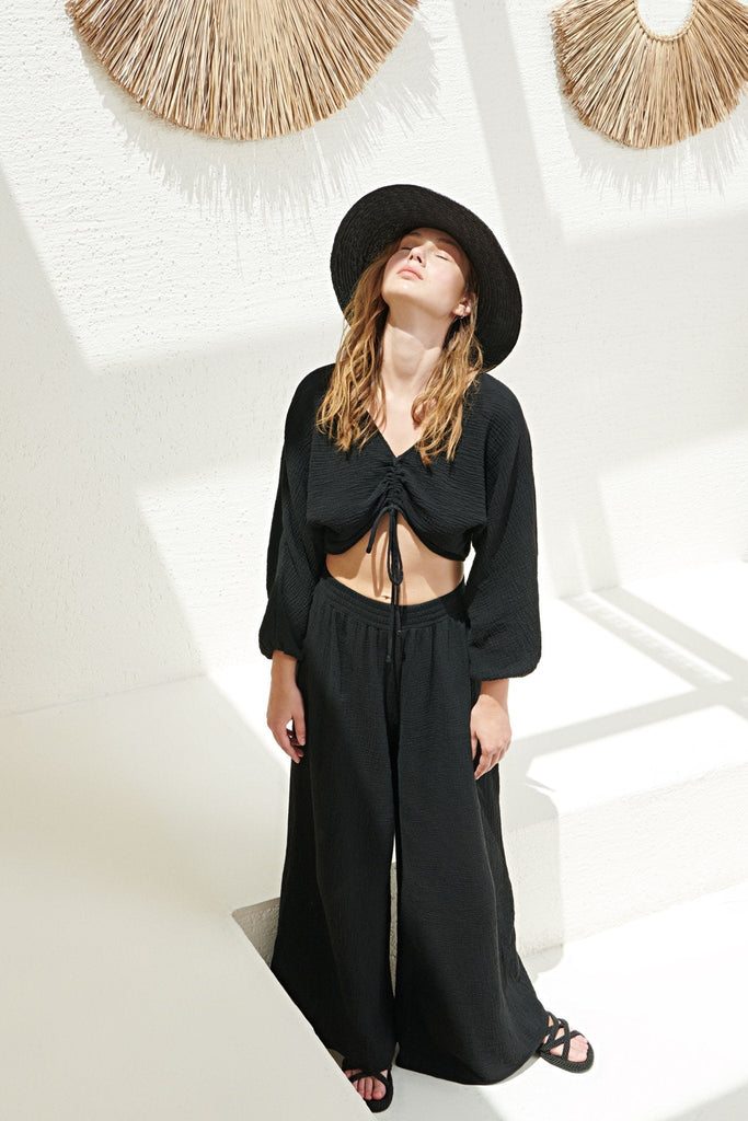 Skye Palazzo Pants Black - The Handloom