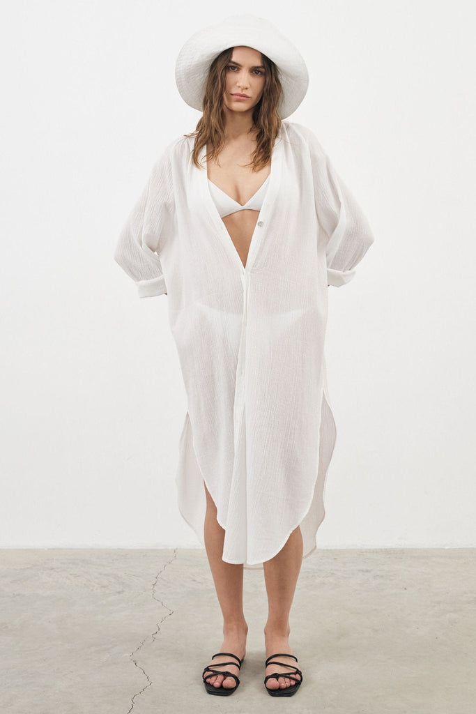 Terra Shirt Dress White - The Handloom