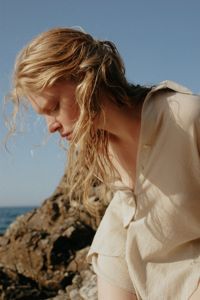 Amara Maxi Shirt Oatmeal - The Handloom