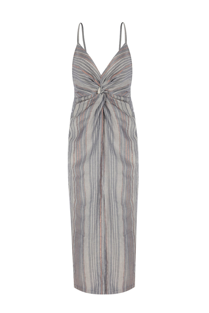 Celia Striped Dress Navy - The Handloom