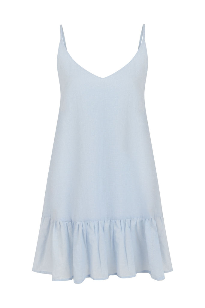 Liv Mini Ruffle Dress Baby Blue - The Handloom