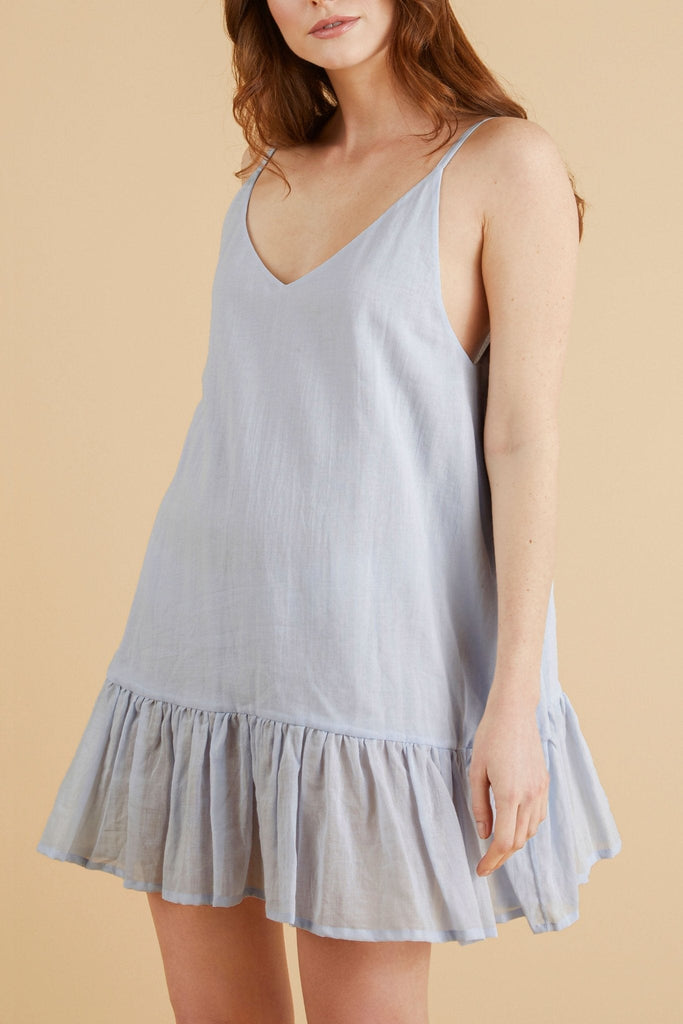 Liv Mini Ruffle Dress Baby Blue - The Handloom
